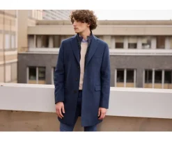 Abrigo de invierno de cachemira y lana para hombre Espiga Azul Oscuro Honoré Ii-Bexley Store