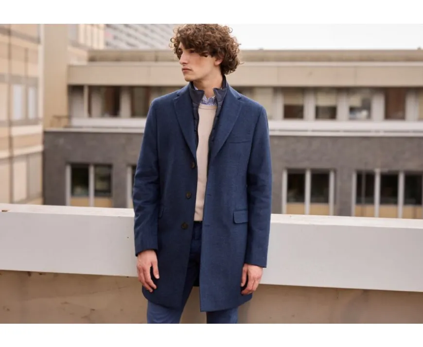 Abrigo de invierno de cachemira y lana para hombre Espiga Azul Oscuro Honoré Ii-Bexley Store