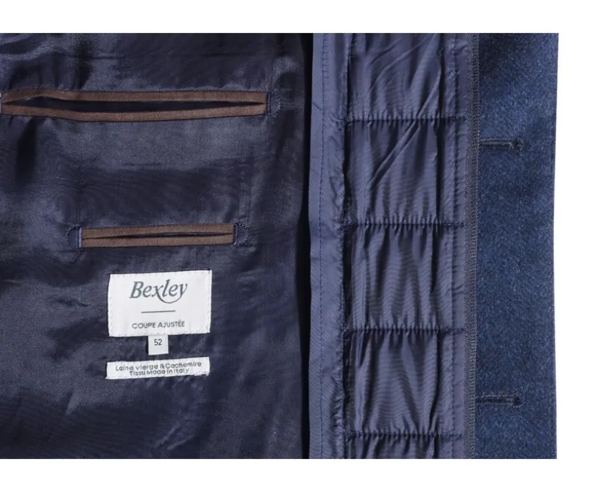 Abrigo de invierno de cachemira y lana para hombre Espiga Azul Oscuro Honoré Ii-Bexley Store
