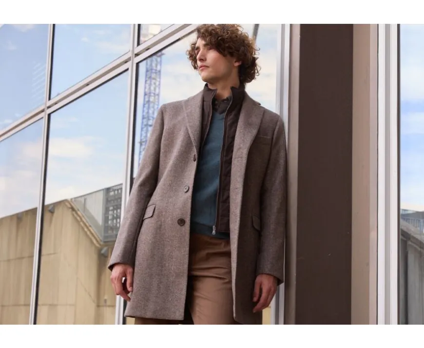 Abrigo de invierno de cachemira y lana para hombre Espiga Topo Honoré Ii-Bexley New