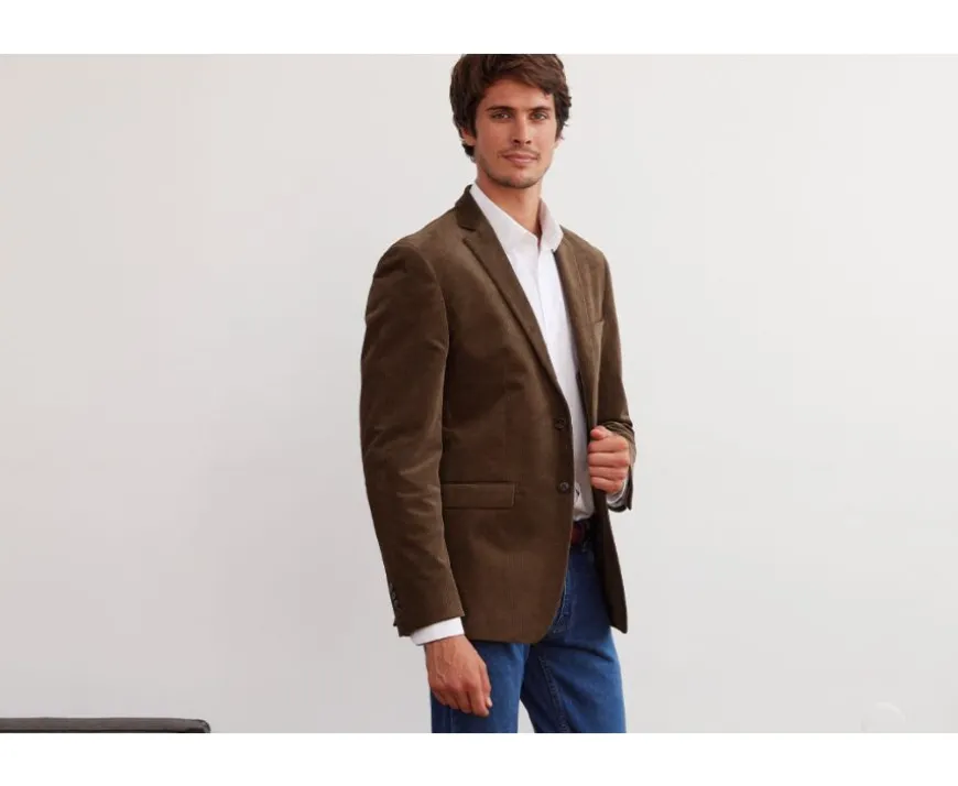 Americana de pana lavada para hombre Topo oscuro Léontilde-Bexley Shop