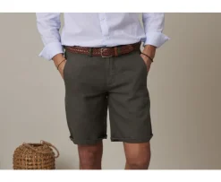 Bermudas lino hombre Aceituna oscura Borys-Bexley New
