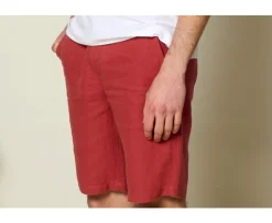 Bermudas lino hombre Frambuesa Borys-Bexley Cheap