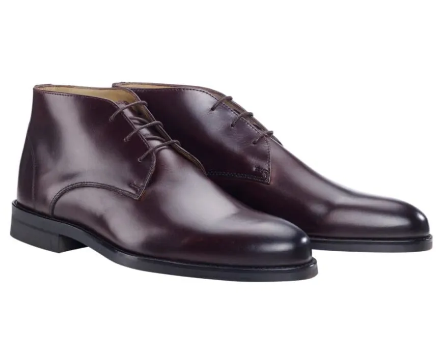 Botas bajas de piel chocolate Patinada para hombre Watford Ii Gomme City-Bexley Discount