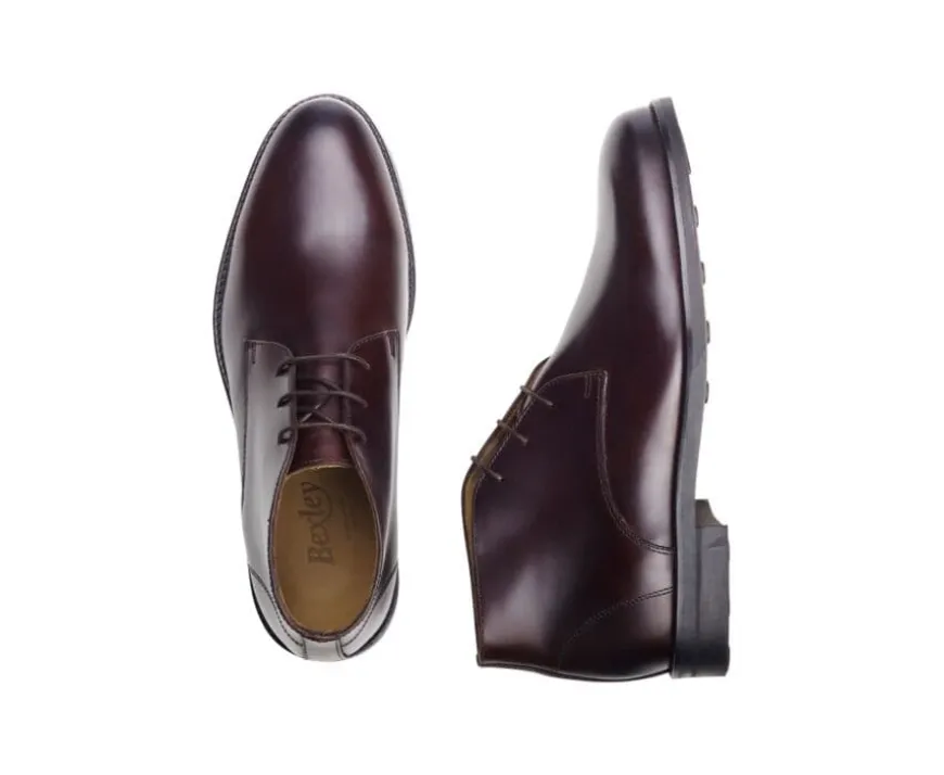 Botas bajas de piel chocolate Patinada para hombre Watford Ii Gomme City-Bexley Discount