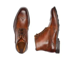 Botas derby de hombre con cordones Castaño patinado Charing Gomme City-Bexley Sale