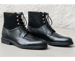 Botas Hombre en Cuero Negro granulado Kent High Gomme Country-Bexley Fashion