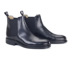 Botines chelsea de cuero pull up para hombre Negro Fangler Gomme City-Bexley Fashion