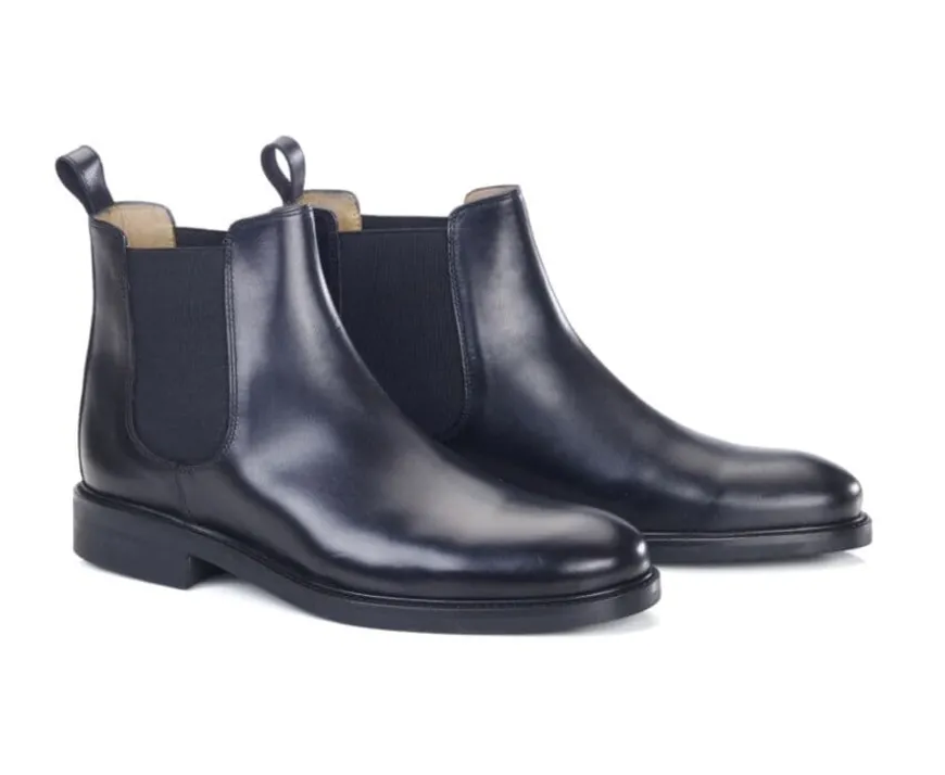Botines chelsea de cuero pull up para hombre Negro Fangler Gomme City-Bexley Fashion