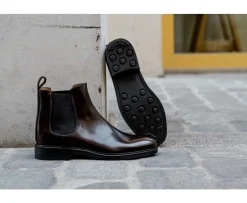 Botines chelsea de cuero pull up para hombre Chocolate Fangler Gomme City-Bexley Hot