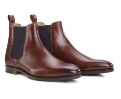 Botines Chelsea de piel para hombre Chocolate patinado Bergame Patin-Bexley Clearance