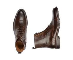 Botines derby con cordones para hombre Chocolate patinado Enfield Ii Gomme City-Bexley Outlet
