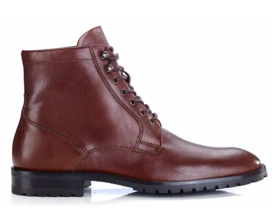 Botines para hombre con cordones Chocolate patinado Bardfield-Bexley Fashion