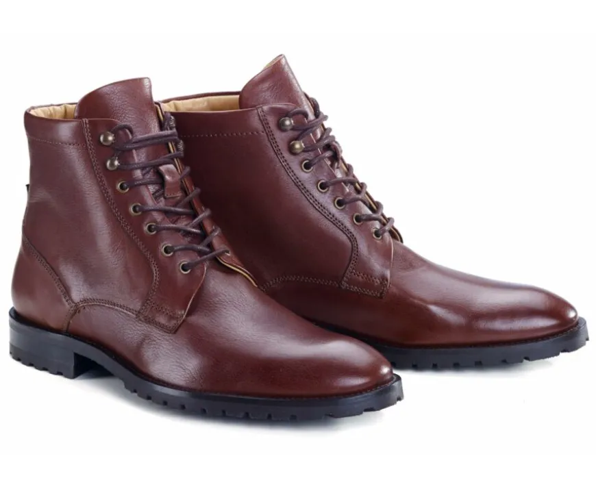 Botines para hombre con cordones Chocolate patinado Bardfield-Bexley Fashion