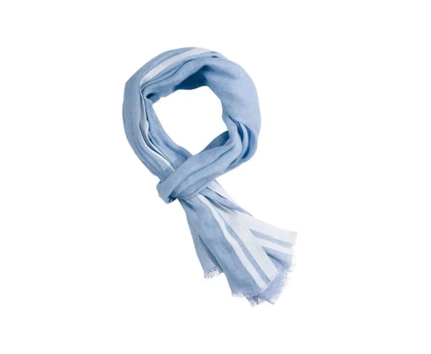 Bufanda de algodón y lino chambray Celeste-Bexley New