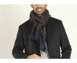 Bufanda de lana Azul marino estampado Leonado y Gris-Bexley Cheap