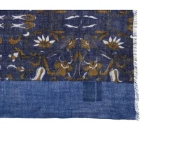 Bufanda de Lana Navy motivo Azul Gris y leonado-Bexley Clearance