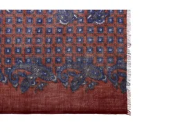 Bufanda de Lana Rojo motivo Azul-Bexley Store