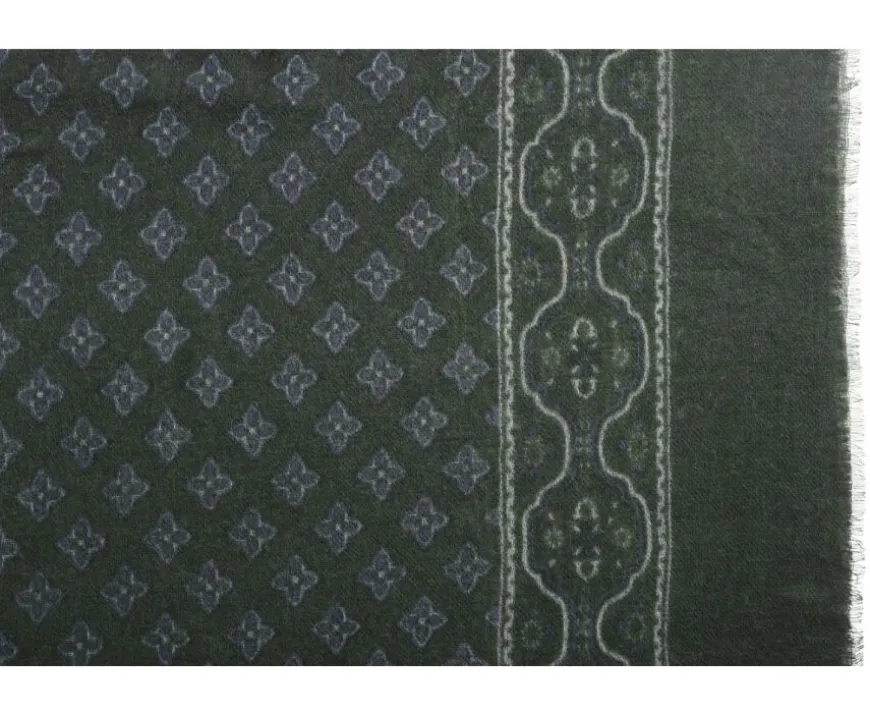 Bufanda de lana Verde Patrón gris-Bexley Outlet