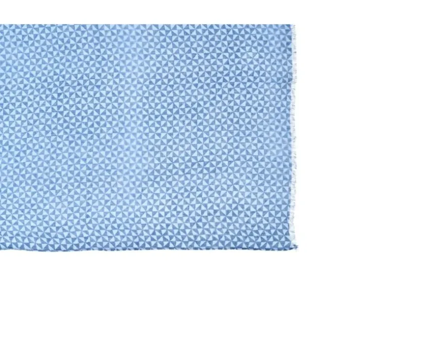 Bufanda de lino de algodón Azul con estampado de triángulos celeste Chèche Lin Coton Ii-Bexley Cheap