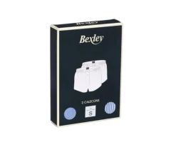 Caja de 2 calzoncillos para hombre Azul liso/ Azul océano y rayas blancas Elon-Bexley Fashion