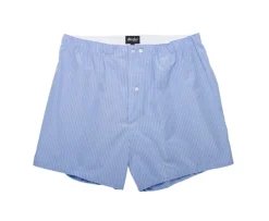 Caja de 2 calzoncillos para hombre Celeste rayado blanco / Blanco cuadrados azul Elon-Bexley Best