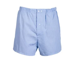 Caja de 2 calzoncillos para hombre Celeste rayado blanco / Blanco cuadrados azul Elon-Bexley Best