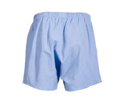 Caja de 2 calzoncillos para hombre Celeste rayado blanco / Blanco cuadrados azul Elon-Bexley Best