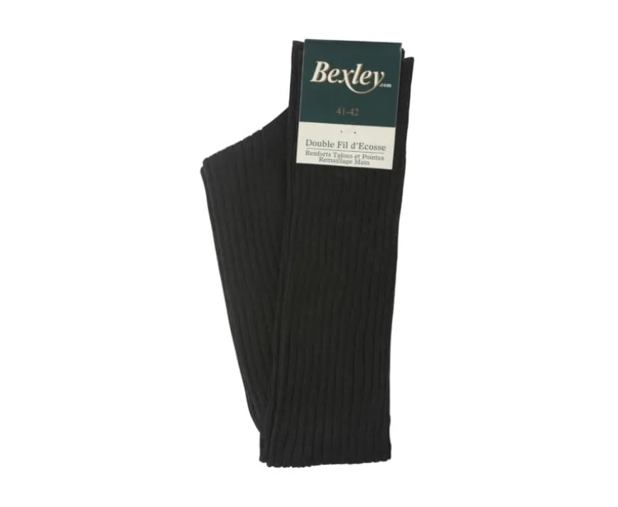 Calcetines altos Hilo de Escocia para hombre Negro-Bexley Discount