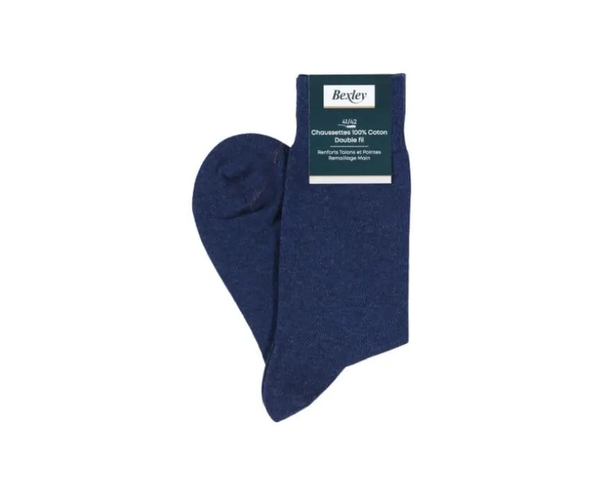 Calcetines de algodón fino para hombre Azul oscuro moteado-Bexley Sale