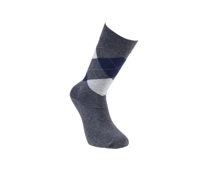 Calcetines de algodón grueso con diamantes gris antracita y azul-Bexley Cheap