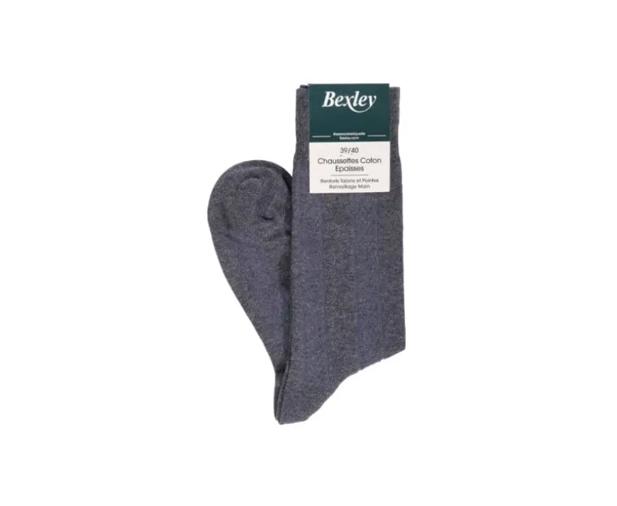 Calcetines de algodón grueso con rayas de espiga Gris Antracita-Bexley Cheap