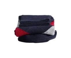 Calcetines de algodón grueso con diamantes Azul marino y rojo-Bexley Clearance