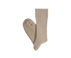 Calcetines de algodón y lino con ribete para hombre Caqui moteado-Bexley New