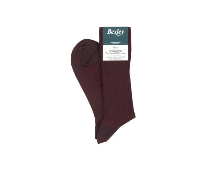 Calcetines en canale Hilo de Escocia para hombre Marrón y Rojo-Bexley Flash Sale