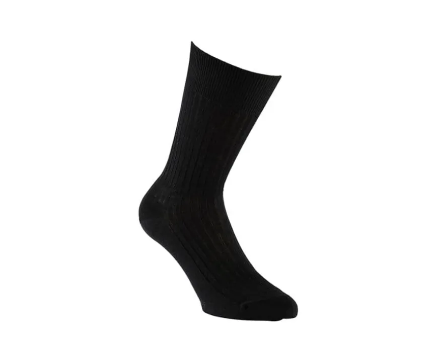 Calcetines en canale Hilo de Escocia para hombre Negro-Bexley Discount