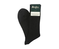 Calcetines en canale Hilo de Escocia para hombre Negro-Bexley Discount