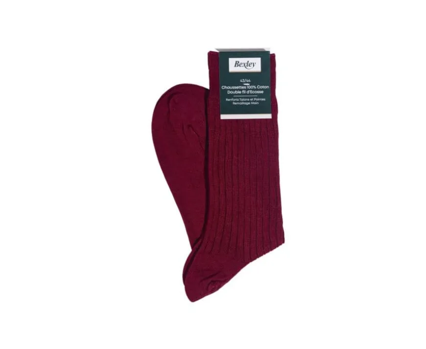 Calcetines en canale Hilo de Escocia para hombre Burdeos Rojo-Bexley Online