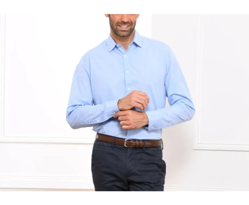 Camisa 100% algodón Azul - Cuello francés Maxime Classic-Bexley Store