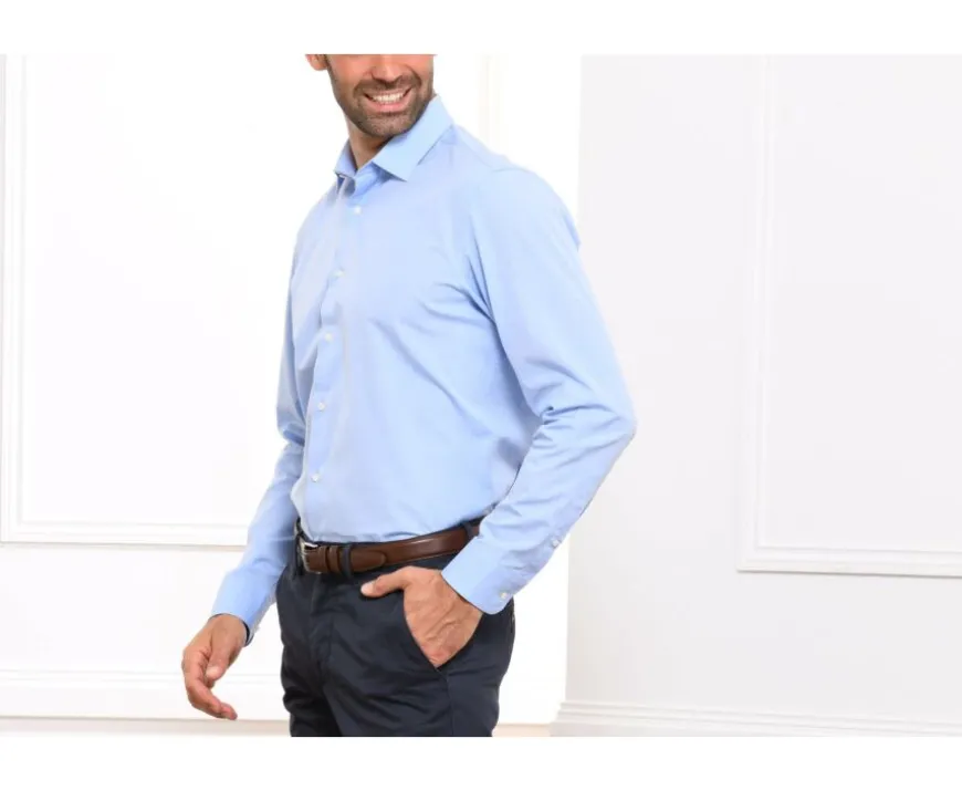 Camisa 100% algodón Azul - Cuello francés Maxime Classic-Bexley Store