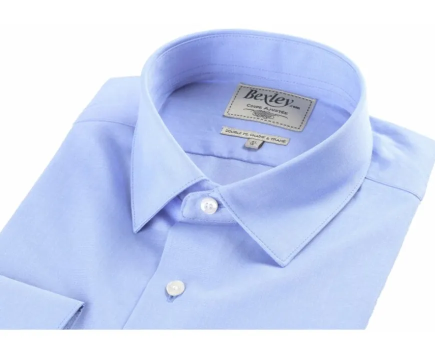Camisa 100% algodón Azul - Cuello francés Maxime Classic-Bexley Store