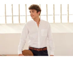 Camisa 100% algodón Blanco - Cuello americano Evhan-Bexley Cheap