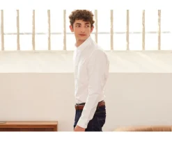 Camisa 100% algodón Blanco - Cuello americano Evhan-Bexley Cheap