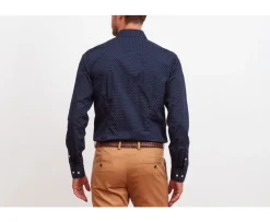 Camisa Azul marino con motivo coñac Léonce-Bexley Best