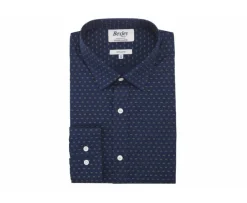 Camisa Azul marino con motivo coñac Léonce-Bexley Best