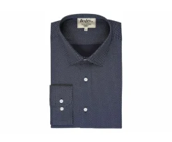 Camisa Azul marino estampada con motivos beis - Cuello francés Alphonse-Bexley Cheap