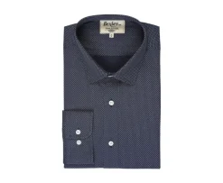 Camisa Azul marino estampada con motivos beis - Cuello francés Alphonse-Bexley Cheap