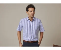 Camisa Azul océano con rayas blancas Salvien Mc-Bexley Online
