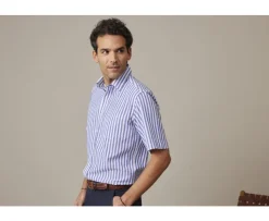 Camisa Azul océano con rayas blancas Salvien Mc-Bexley Online