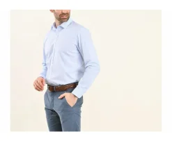 Camisa blanca con cuadros celestes - Cuello francés Alfiero-Bexley Clearance